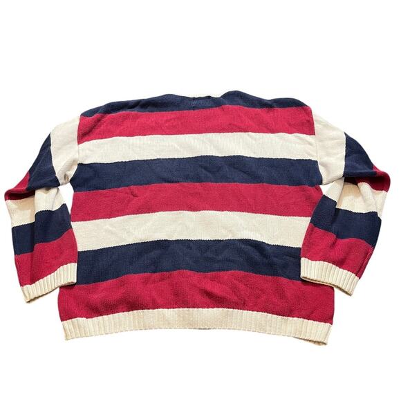 VINTAGE Old Glory Mens Stars and Stripes Flag 100% Cotton Sweater XL Made in USA - Picture 8 of 10